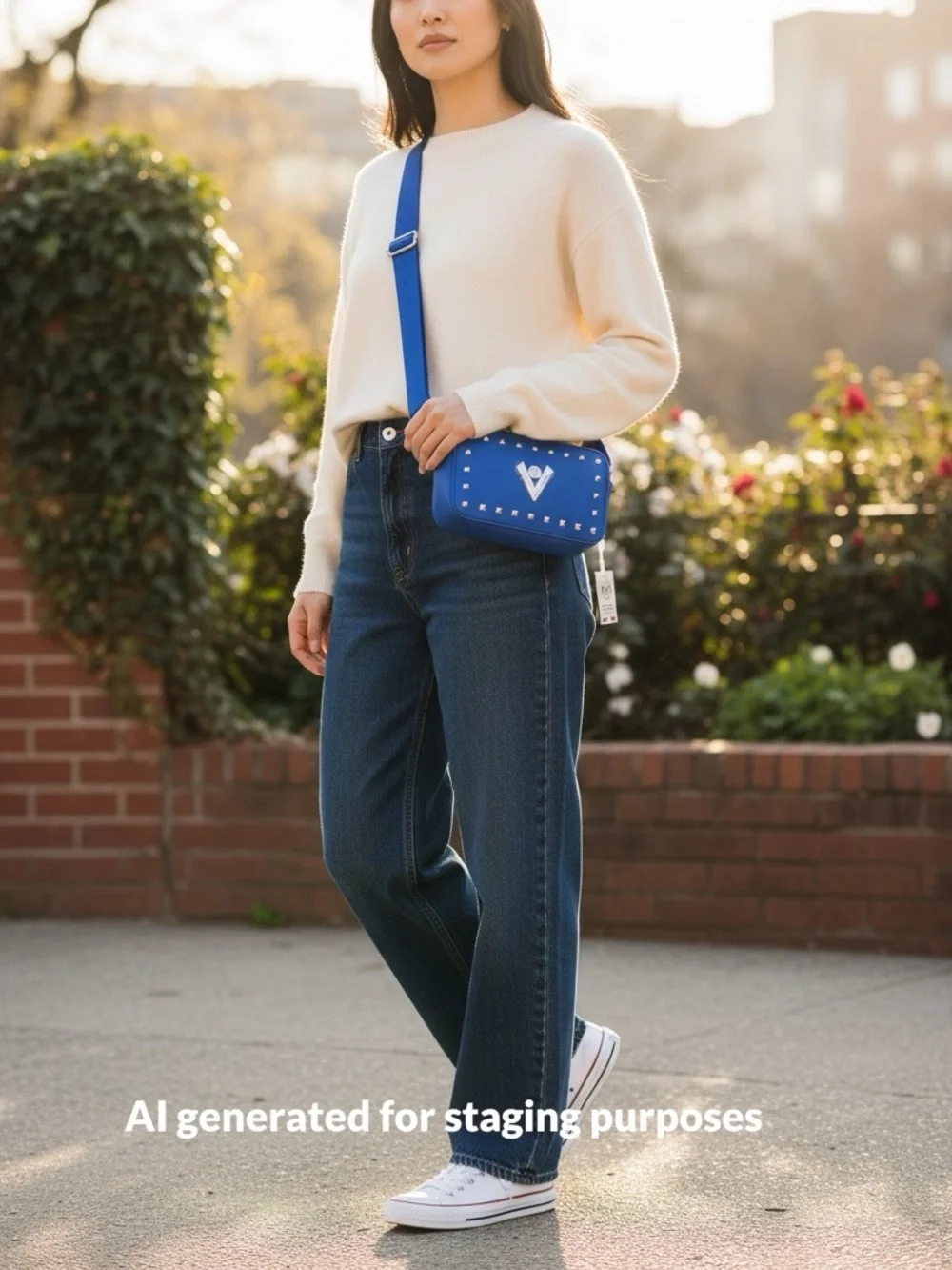 Valentino Orlandi Blue Camera Bag with Adjustable Crossbody Strap